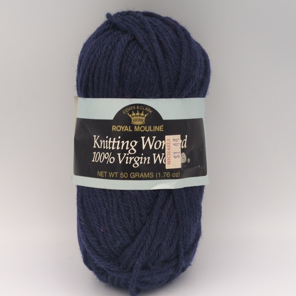 Coats & Clark Royal Mouline Yarn Navy 100% Virgin Wool Worsted 50g
